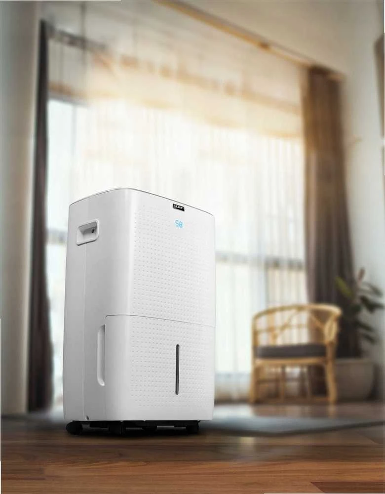 Secco Oro sausintuvas su integruotu siurbliu iki 150 m², 60 L per dieną, Wi-Fi valdymas, „trys viename“ džiovinimas ir oro gryninimas, automatinis oro sausintuvas, drėgmės reguliatorius, buitinis drėgmės surinkėjas