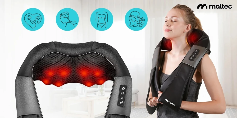 Shiatsu kaklo ir nugaros masažuoklis, viso kūno skausmo malšinimui, su šildymo funkcija, nešiojamas masažo prietaisas, pečių ir pėdų masažuoklis