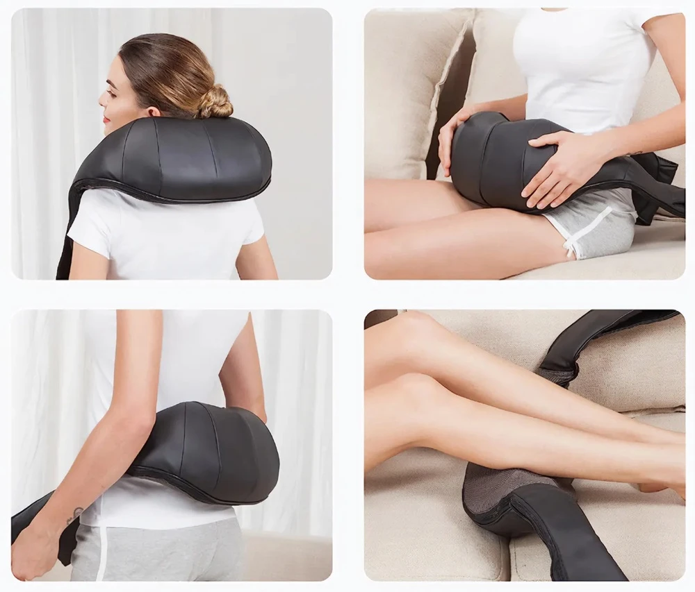Shiatsu kaklo ir nugaros masažuoklis, viso kūno skausmo malšinimui, su šildymo funkcija, nešiojamas masažo prietaisas, pečių ir pėdų masažuoklis