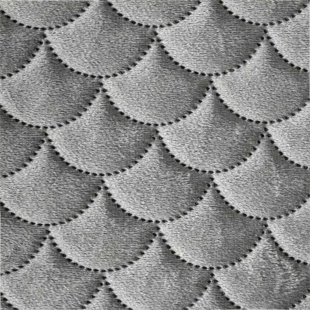Eurofirany ARIEL Minkšto aksomo lovatiesė dygsniuota karšto spaudimo būdu (hot press) su žuvies žvynų motyvu, 220X240 cm, spalva: sidabrinė