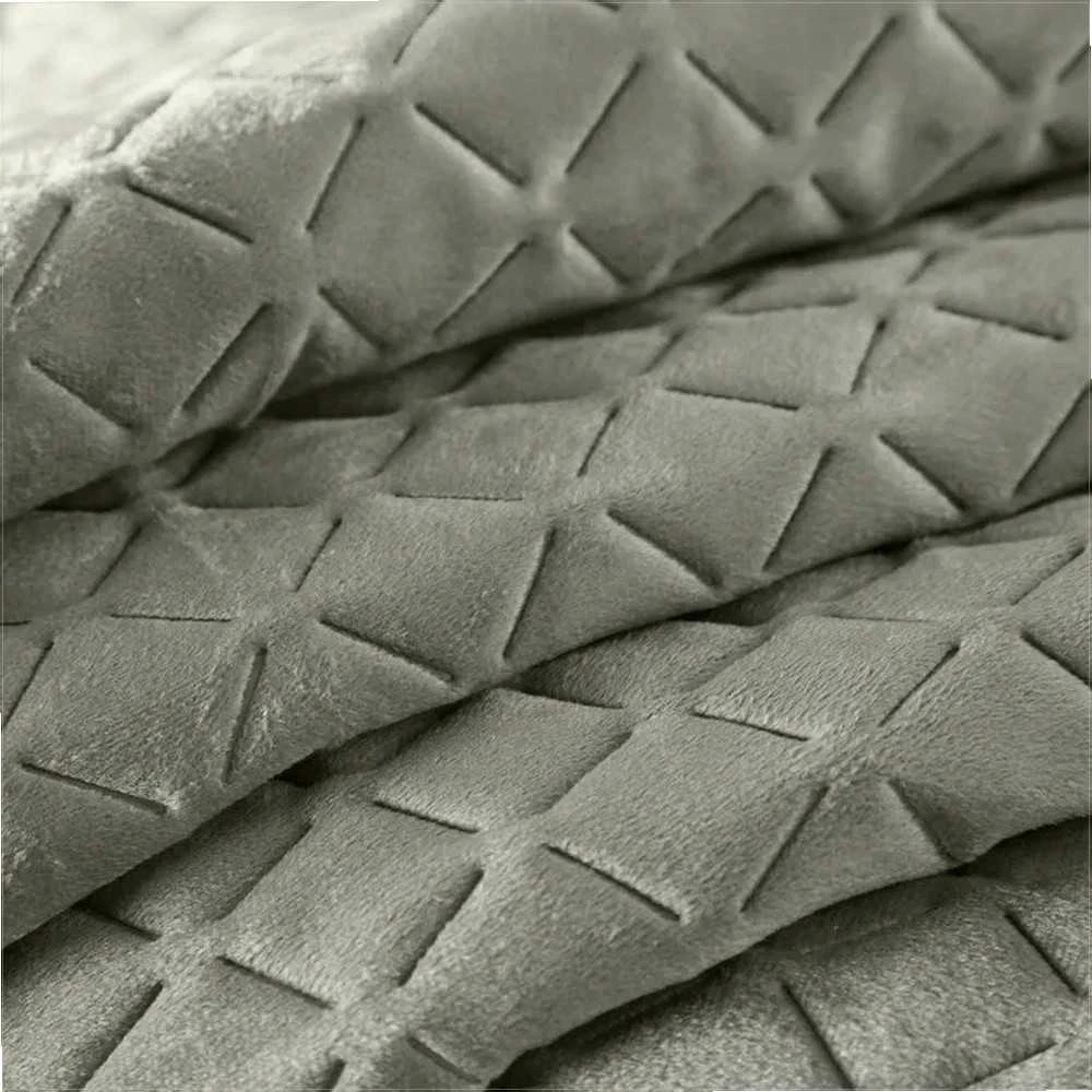 Eurofirany Sidabrinis geometrinis aksominis pledas, 200x220 cm dekoratyvinė lovatiesė, modernus svetainės pledas, minkštas poliesterio pledas, dvipusis pledas, namų tekstilė Lovatiesė