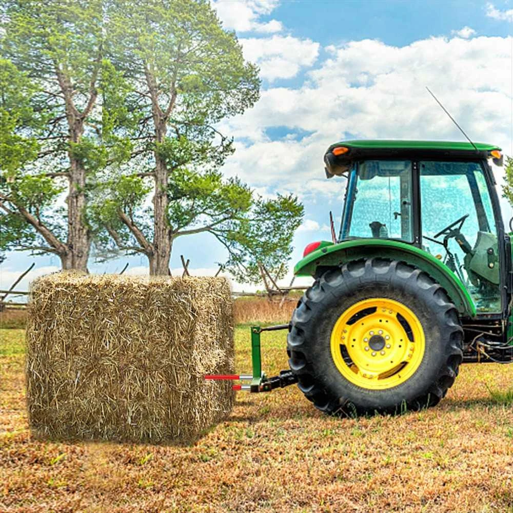 Šieno ritinių ietis 81 cm, 612 kg keliamosios galios, traktoriams ir krautuvams, greitai tvirtinama, milteliniu būdu dengta, raudona šieno ritinių ietis, 81 cm šieno ietis