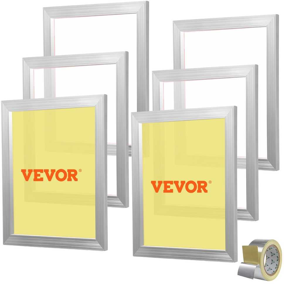 VEVOR Šilkografijos rinkinys su 40,6 x 50,8 cm aliuminio rėmeliais, 110 tinklelio tankis, šilkografijos rinkinys, šilkografijos rėmelis, audinių marginimo rinkinys