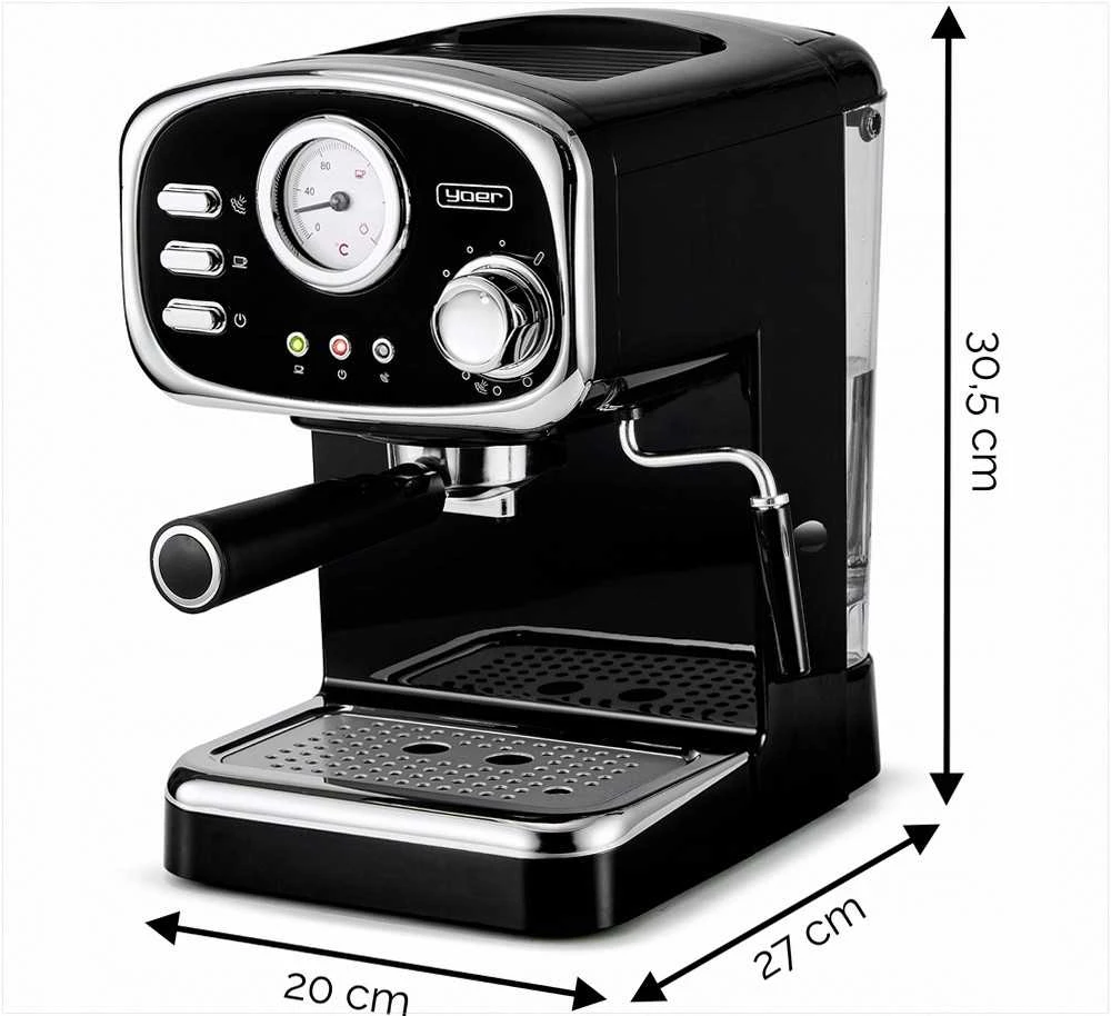 Slėginis kavos aparatas su pieno putų plakikliu namų espresso ruošimui, 1100W 20 bar 1.2L vandens talpa 10 puodelių, espresso kavos virimo aparatas kapučino ruošimui