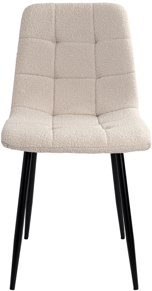 Smėlio spalvos boucle valgomojo kėdė, minkštas Teddy audinys, metalinės kojos, modernus dizainas, akcento kėdė, virtuvės kėdė, svetainės kėdė, šiuolaikiška kėdė