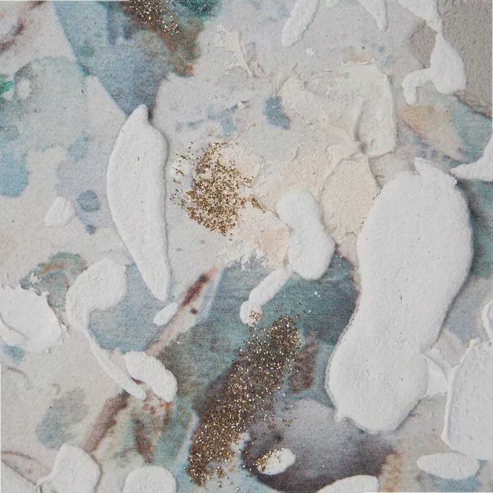 Eurofirany Smėlio spalvos gėlių paveikslas, rankomis tapytas ant drobės 60x80 cm, baltos ir mėlynos gėlės, sienų dekoras svetainei ir miegamajam, modernus interjero akcentas