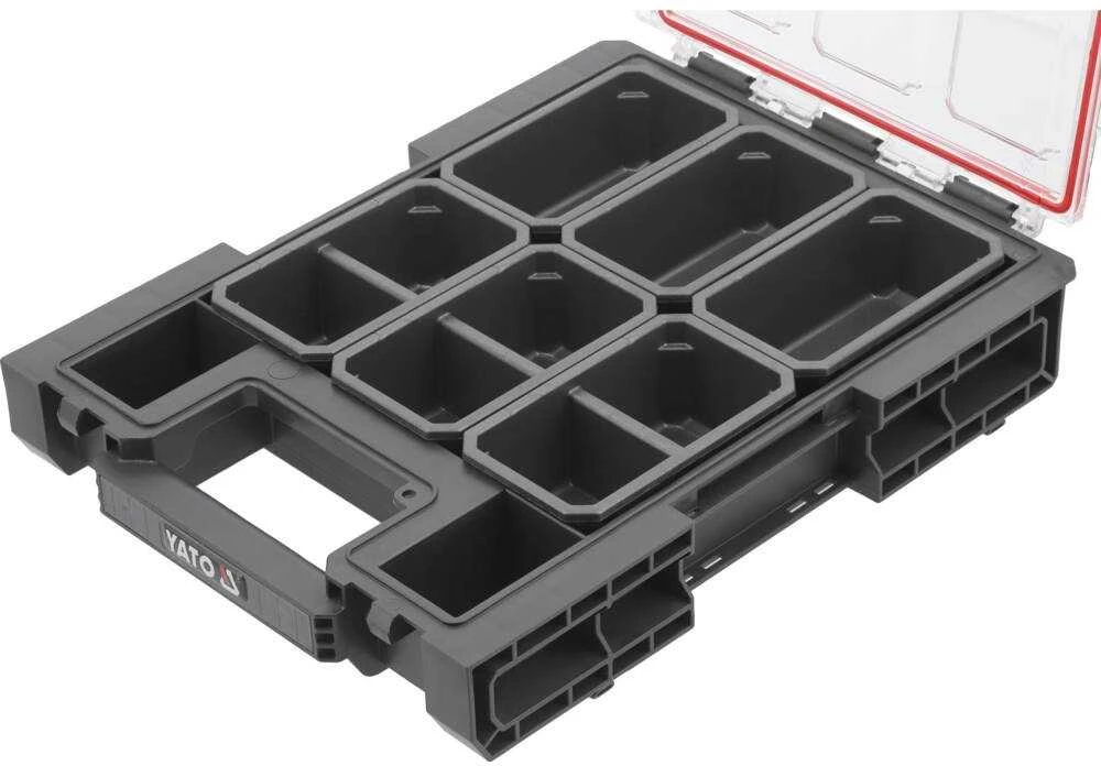 Smulkių detalių organizatorius, su 6 skyreliais, modulinis dizainas, 263x363x77 mm, sistemos laikymo dėžė