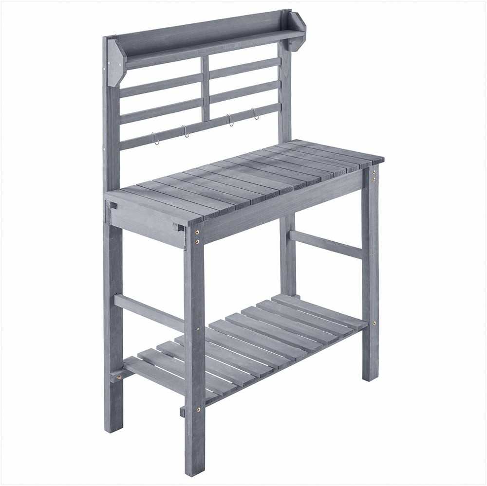 Sodininko stalas darbui lauke, su kriaukle ir reguliuojamu mediniu stalviršiu, 3 aukštų, klasikinis pilkas, sodo darbo stotis, terasos persodinimo stalas, sodo stalas kiemui
