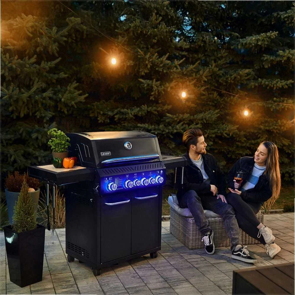Sodo dujinė kepsninė su ketaus grotelėmis lauko maisto gaminimui, 6 degikliai 21.15 kW su dujų spintelė, lauko dujinis grilis, ketaus grilius, sodo BBQ kepsninė