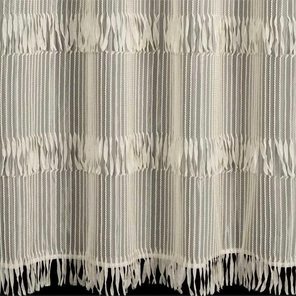 Eurofirany Sotera smėlio spalvos dryžuota užuolaida su kutais, 140x250 cm, kilpinė lango užuolaida svetainės ir miegamojo dekorui, moderni namų tekstilė