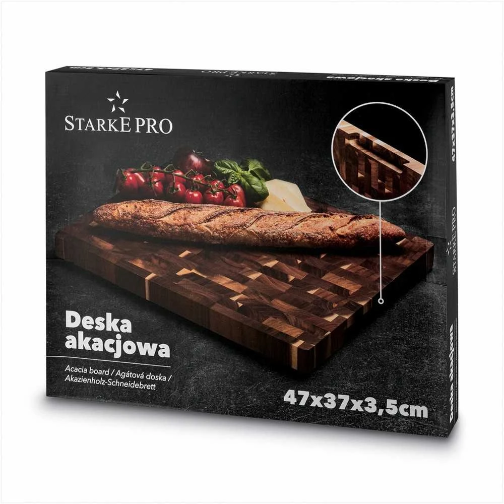 Starke Pro Akacijos pjaustymo ir serviravimo lenta su kojelėmis, didelė kaimiško stiliaus virtuvinė lenta, 47 x 37 cm ruda medinė lenta, akacijos pjaustymo lenta, kaimiška serviravimo lenta, medinis padėklas