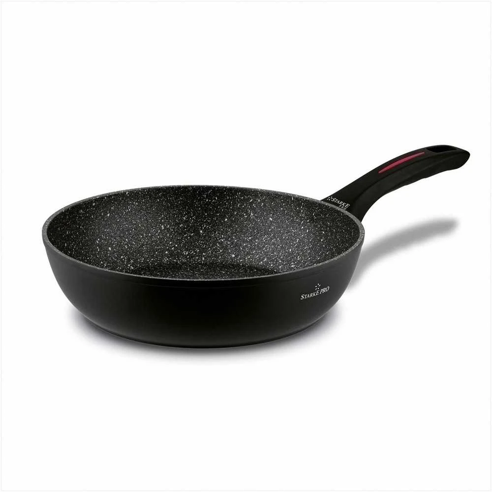Starke Pro Granitinės nepridegančios keptuvės, rinkinys 20 cm 24 cm 28 cm, tinka indukcijai, minkštos rankenos, granitinių keptuvių rinkinys, nepridegančių keptuvių komplektas, virtuvės indų rinkinys
