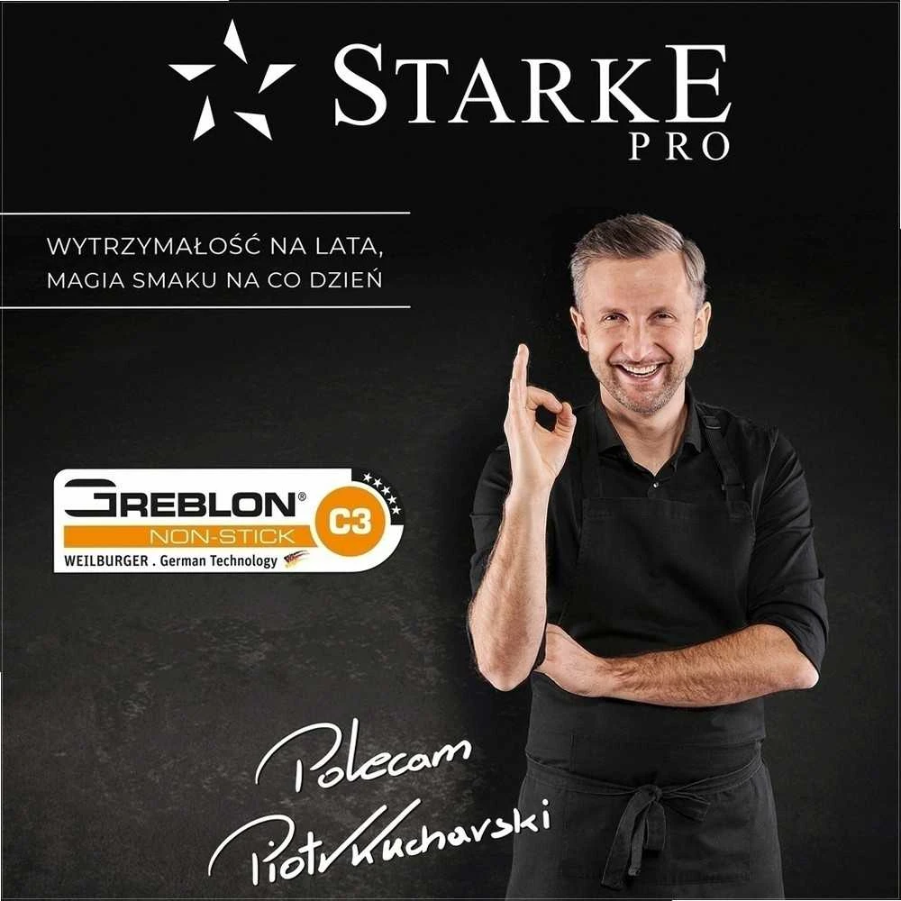 Gili keptuvė Starke Pro Taylor Marble su stikliniu dangčiu - 4l talpa, ⌀28 cm, trisluoksnė neprideganti danga