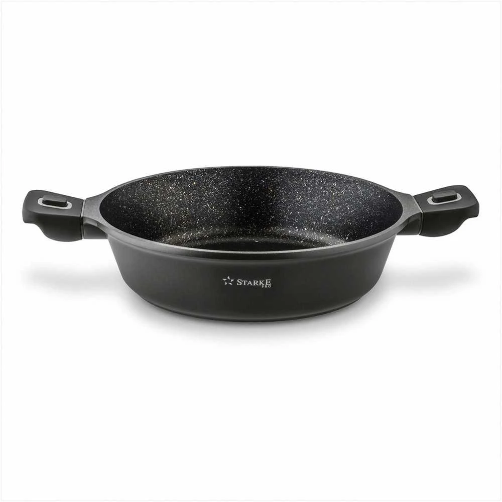 Starke Pro Indukcinė keptuvė su nuimamomis rankenomis 28 cm, neprisvylanti marmuro danga, tinkama orkaitei, gili keptuvė troškinimui