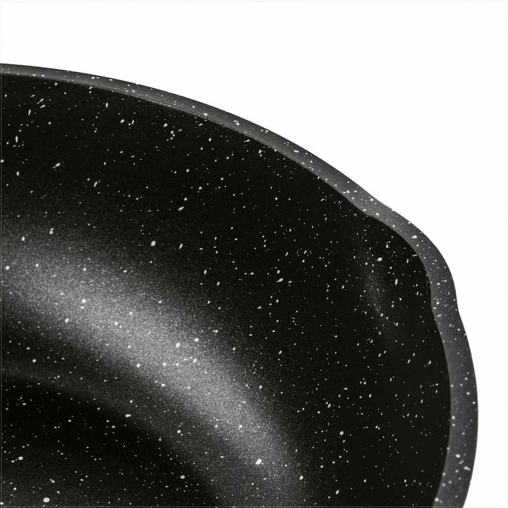 Starke Pro Indukcinė wok keptuvė su dangčiu 30 cm, neprisvylanti aliuminio keptuvė, 30 cm wok keptuvė indukcijai, gili keptuvė su stikliniu dangčiu