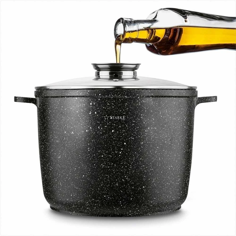 Starke Pro Indukcinis puodas su neprisvylančia danga 6.75 litrų, didelės talpos akmens danga, 6.75 l indukcinis puodas, neprisvylantis akmens masės puodas, didelis troškintuvas