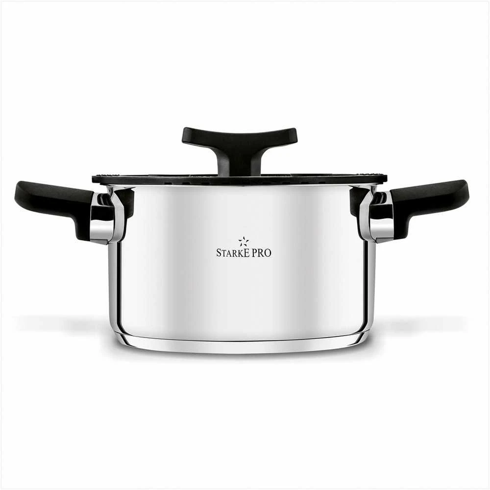 Starke Pro Nerūdijančio plieno puodų rinkinys su dangčiais indukcinėms kaitlentėms, 8 dalių įvairių dydžių indų rinkinys, virtuvės puodų komplektas, indaplovėje plaunami puodai