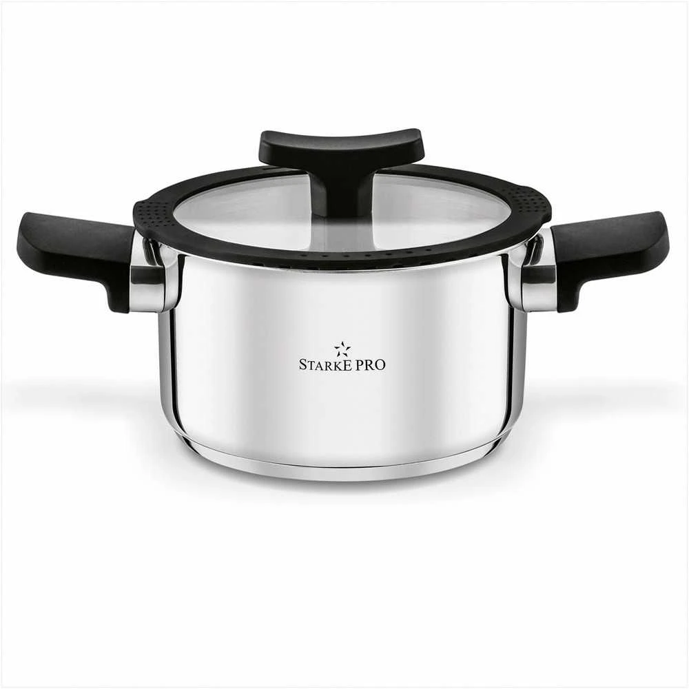 Starke Pro Nerūdijančio plieno puodų rinkinys su dangčiais indukcinėms kaitlentėms, 8 dalių įvairių dydžių indų rinkinys, virtuvės puodų komplektas, indaplovėje plaunami puodai
