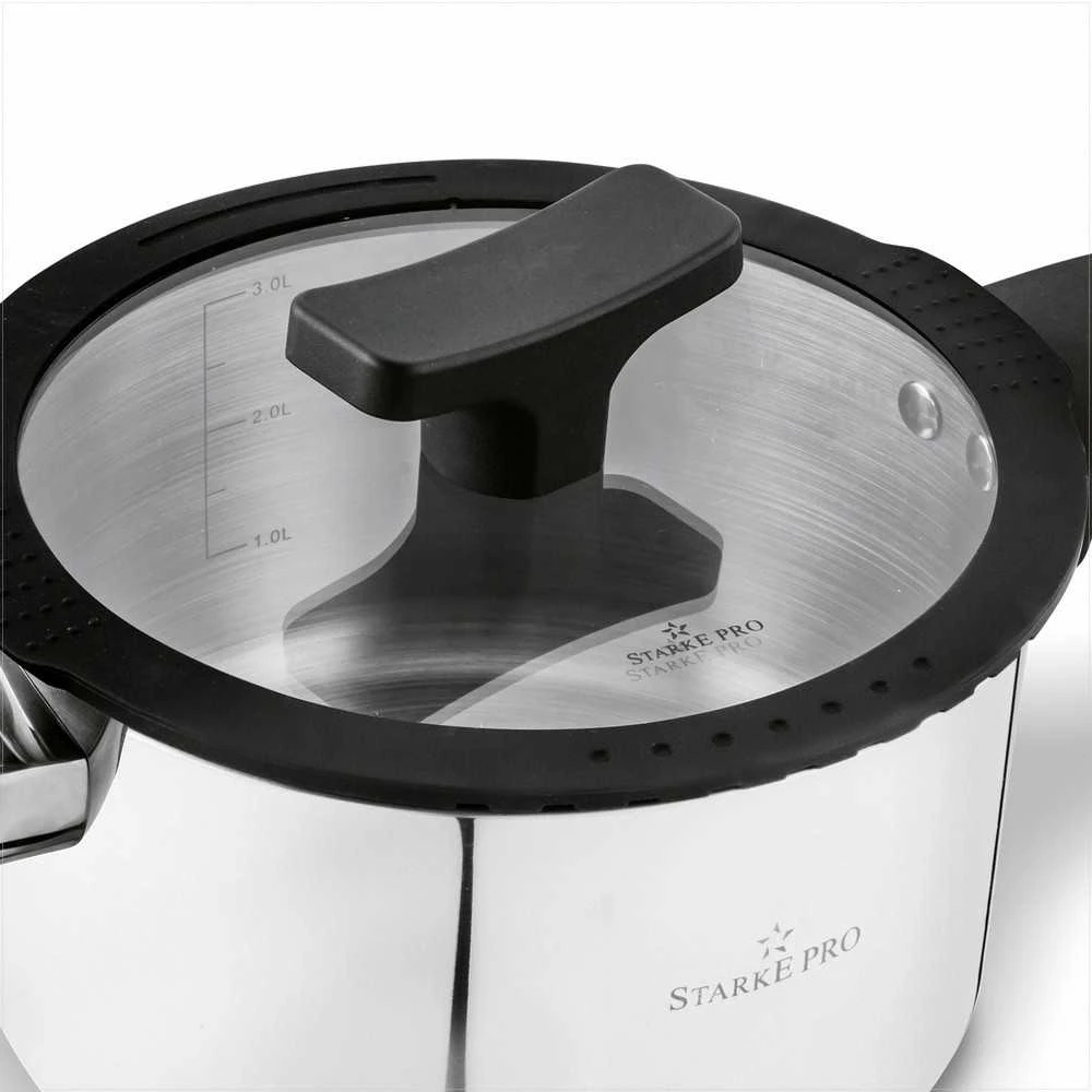 Starke Pro Nerūdijančio plieno puodų rinkinys su dangčiais indukcinėms kaitlentėms, 8 dalių įvairių dydžių indų rinkinys, virtuvės puodų komplektas, indaplovėje plaunami puodai