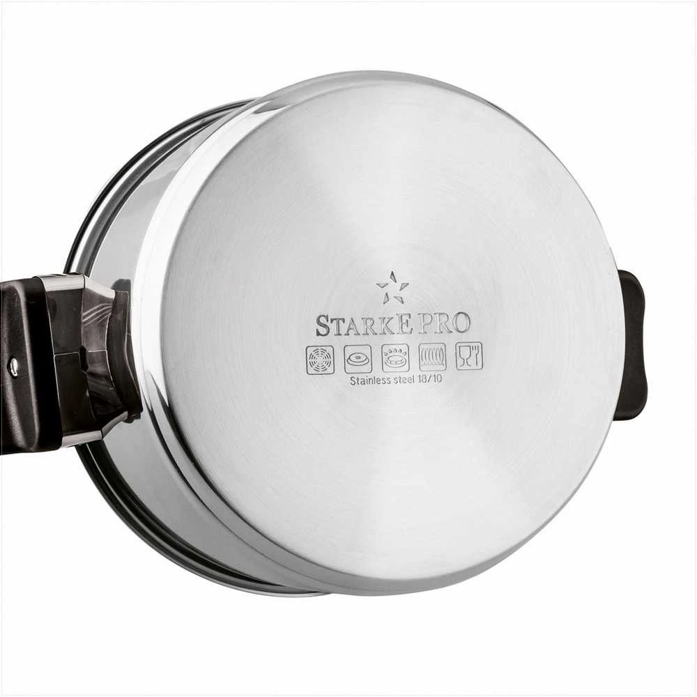 Starke Pro Nerūdijančio plieno puodų rinkinys su dangčiais indukcinėms kaitlentėms, 8 dalių įvairių dydžių indų rinkinys, virtuvės puodų komplektas, indaplovėje plaunami puodai
