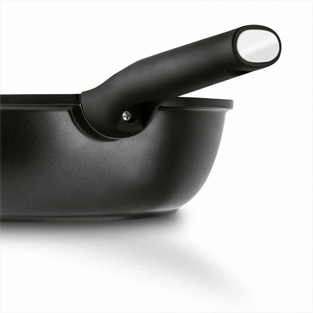 Starke Pro Wok keptuvė indukcinei viryklei, neprisvylanti 32 cm, stiklinis dangtis su anga, universali keptuvė troškinimui, šeimyninė wok keptuvė