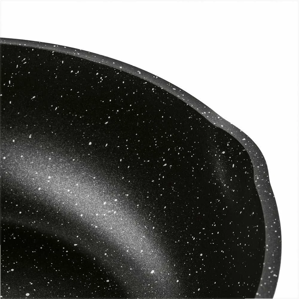 Starke Pro Wok keptuvė indukcinei viryklei, neprisvylanti 32 cm, stiklinis dangtis su anga, universali keptuvė troškinimui, šeimyninė wok keptuvė