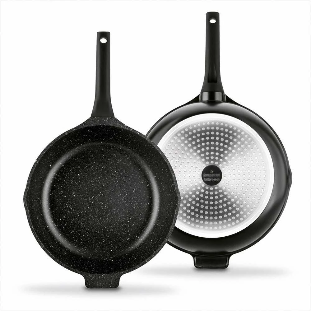 Starke Pro Wok keptuvė indukcinei viryklei, neprisvylanti 32 cm, stiklinis dangtis su anga, universali keptuvė troškinimui, šeimyninė wok keptuvė