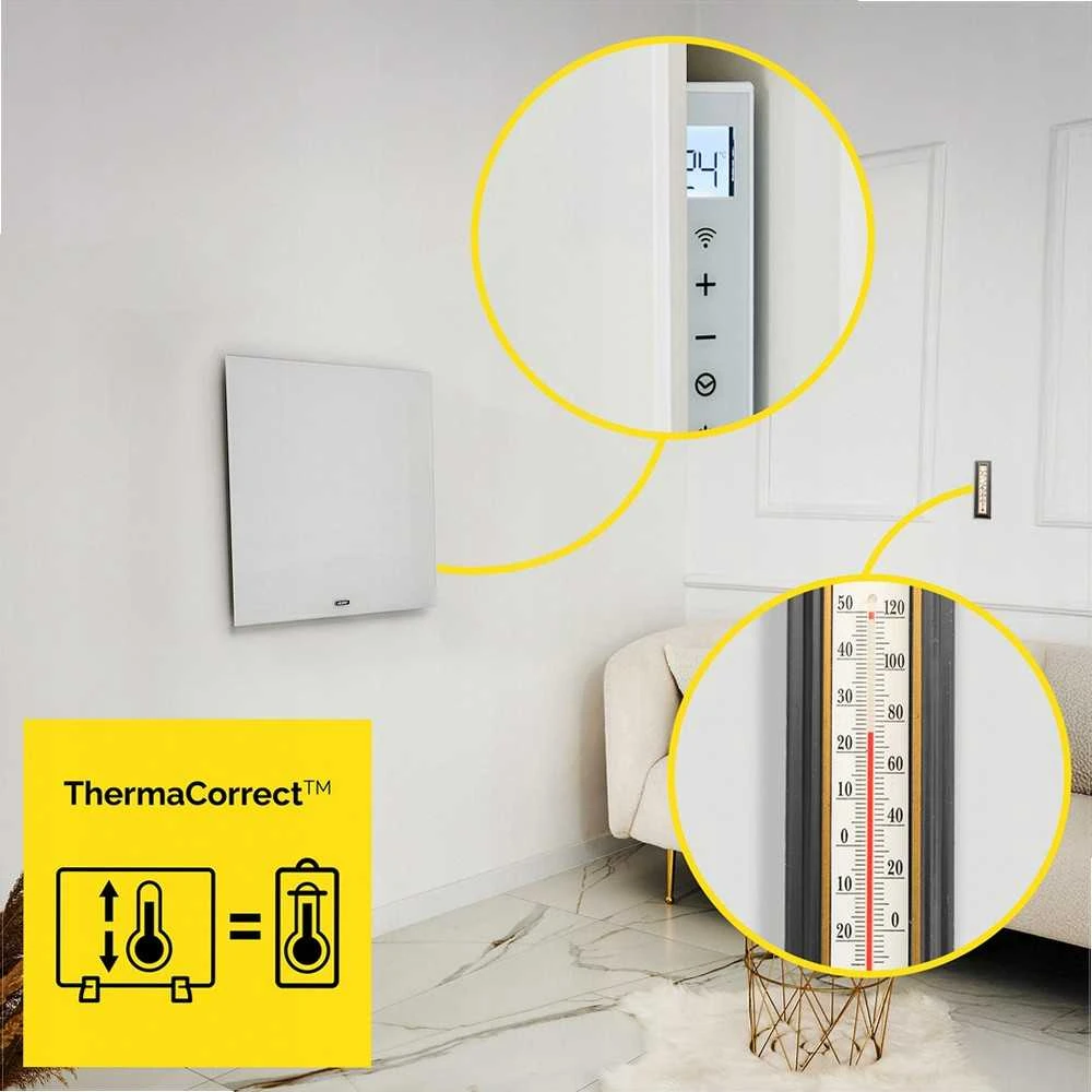 Stiklinis infraraudonųjų spindulių šildytuvas voniai 400W, WiFi išmanusis termostatas, sieninis arba pastatomas, infraraudonųjų spindulių vonios šildytuvas, stiklo skydo šildytuvas, išmanus šildymo prietaisas
