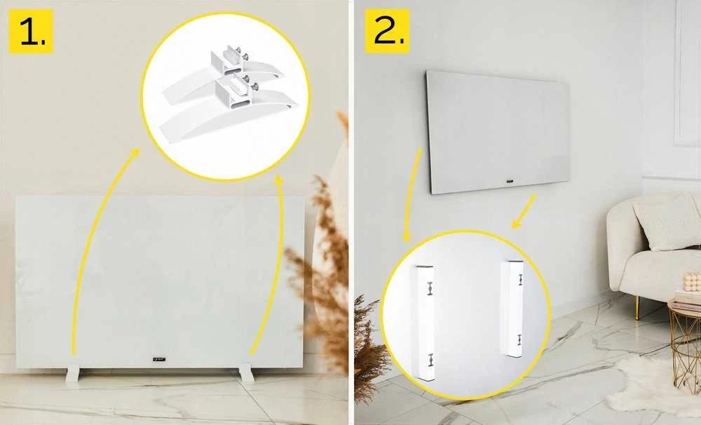 Stiklinis infraraudonųjų spindulių šildytuvas su Wi-Fi vidaus patalpoms, energiją taupantis 600 W sieninis arba pastatomas šildytuvas, stiklo infraraudonųjų spindulių radiatorius, IR šildymo skydas, elektrinis konvektorius