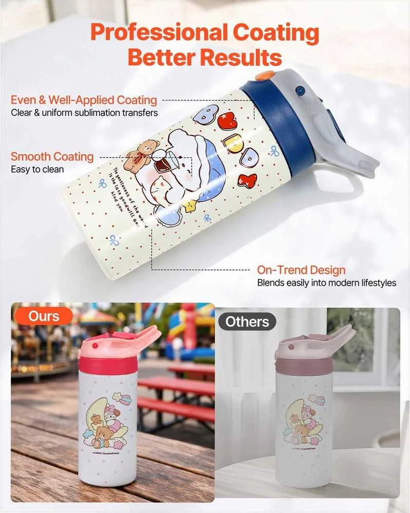 Sublimacinis puodelis 355 ml vaikiška gertuvė, dvigubų sienelių izoliuotas nerūdijantysis plienas, „pasidaryk pats“ personalizavimo rinkinys, 12 dalių vaikams pritaikytų puodelių komplektas