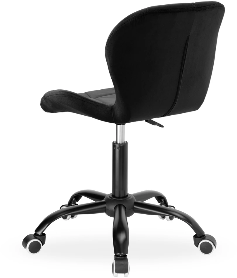 Sukamoji kėdė su ratukais Spiner Juodas, juodo aksomo, 360° pasukama, reguliuojamo aukščio, ergonomiška biuro / darbo / kompiuterio kėdė