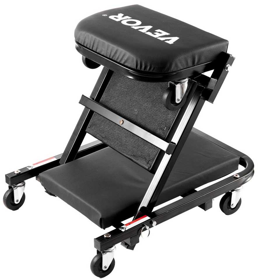 Sulankstoma mechaniko garažo kėdė-čiužinys, kurios talpa 204.1kg, automobilinė kėdė-čiužinys, riedanti kėdė-čiužinys, mechaniko kėdė