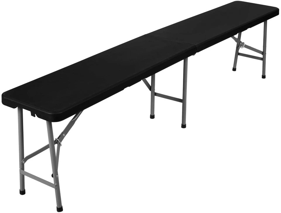 Sulankstomas banketas-lagaminas 180 cm, juodas, lauko renginiams, iškylai, sodui, nešiojamas, sulankstoma kėdė