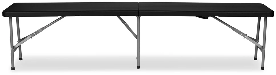 Sulankstomas banketas-lagaminas 180 cm, juodas, lauko renginiams, iškylai, sodui, nešiojamas, sulankstoma kėdė