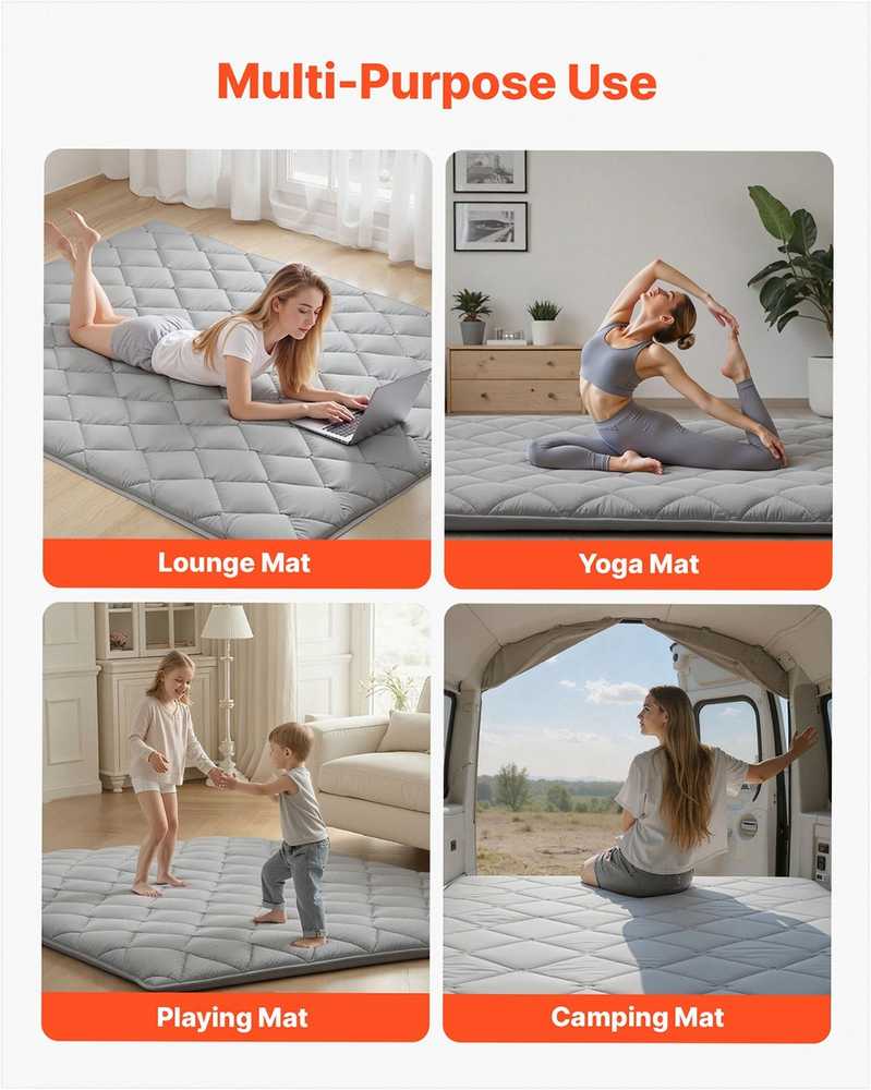 Sulankstomas „queen“ dydžio tatami kilimėlis miegui ir jogai, didelio tankio putplastis, įvairiapusis naudojimas, japoniškas tatami čiužinys, grindų futonas, meditacijos kilimėlis