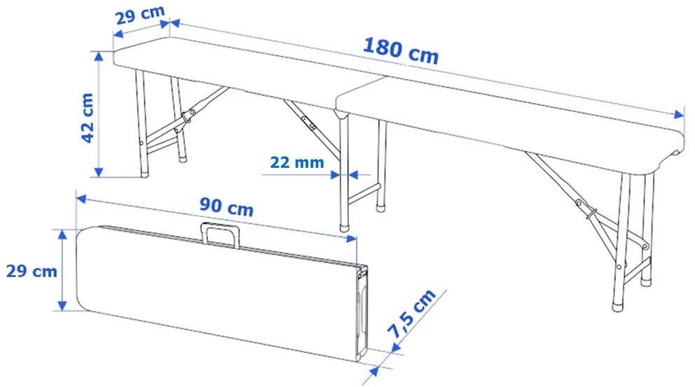 Sulankstomas sodo suolas iš rotango, 180 cm, juodas, lauko suolas, pikniko suolas, sulankstoma kėdė