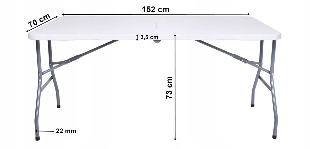 Sulankstomas stalas-lagaminas 150 cm, baltas, daugiafunkcis, nešiojamas, iškylams, renginiams, vakarėliams