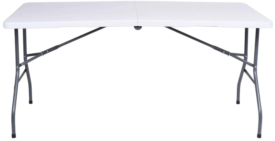 Sulankstomas stalas-lagaminas 150 cm, baltas, daugiafunkcis, nešiojamas, iškylams, renginiams, vakarėliams
