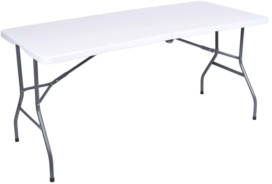 Sulankstomas stalas-lagaminas 150 cm, baltas, daugiafunkcis, nešiojamas, iškylams, renginiams, vakarėliams
