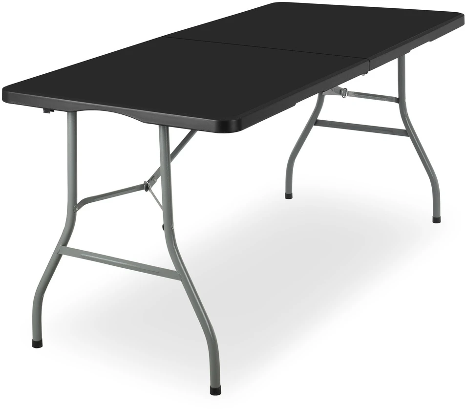 Sulankstomas stalas-lagaminas 152 cm, juodas, nešiojamas, iškylinis, renginiams, piknikams
