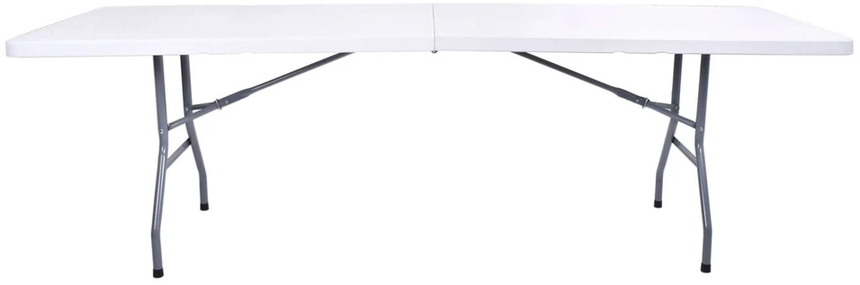 Sulankstomas stalas-lagaminas 240 cm, baltas, iškylams, stovyklavimui, nešiojamas, sulankstomas stalas renginiams