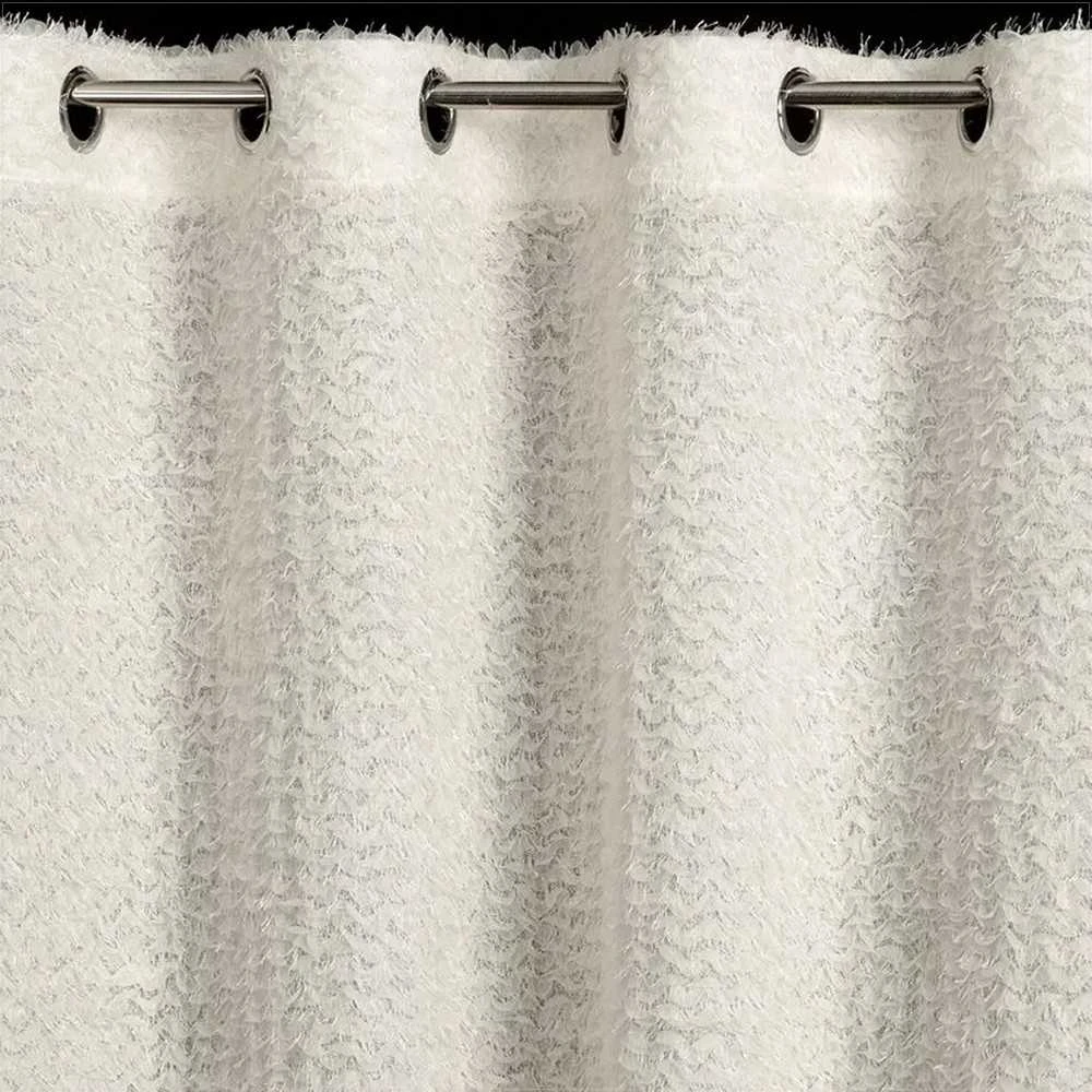 Eurofirany Tamsi kreminė Tiffany užuolaida, 135x250 cm, moherio siūlų dekoracija, tvirtinimas žiedais, poliesterio langų drapiruotė, svetainės dekoras