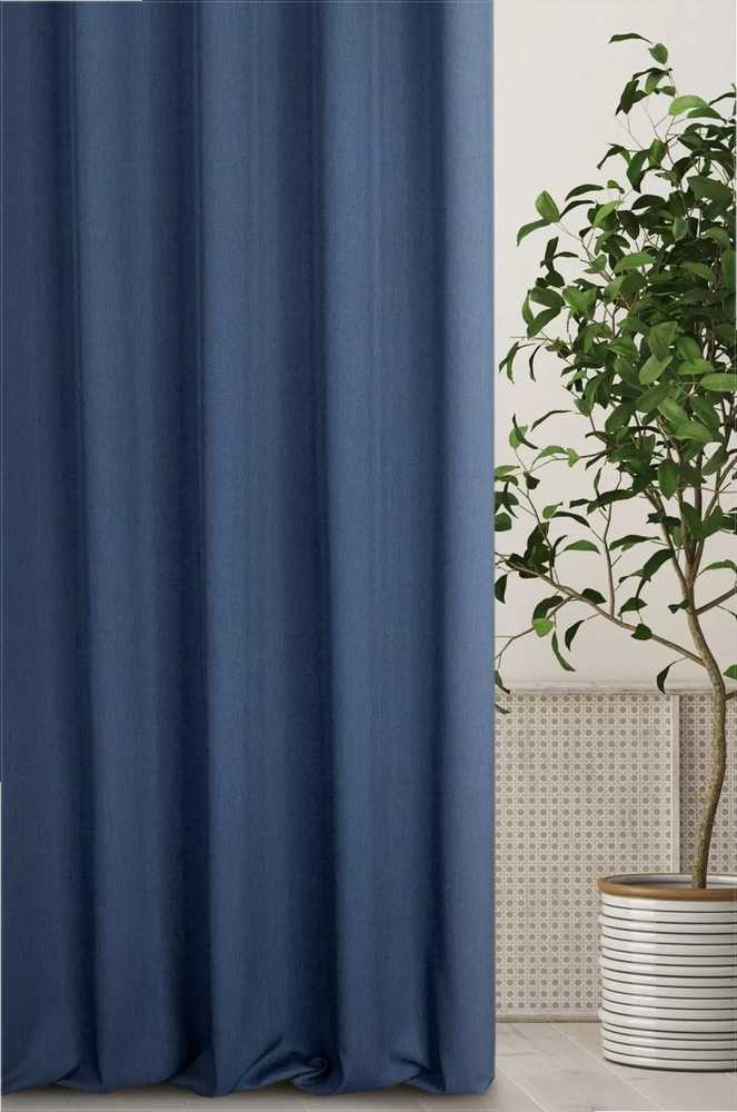 Eurofirany Tamsiai mėlyna pusiau užtemdanti užuolaida, 140x270 cm, minkštas poliesterio audinis su melanžo efektu, paruošta naudojimui su 8 cm juosta, moderniam interjerui, langų uždangalas, namų dekoras