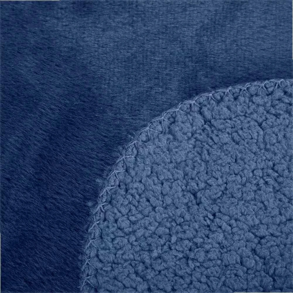 Eurofirany Tamsiai mėlynas dirbtinio kailio dekoratyvinis užtiesalas, 220x240 cm, minkštas jaukus baldų uždangalas, poliesterio lovatiesė, šiltas pledas Lovatiesė