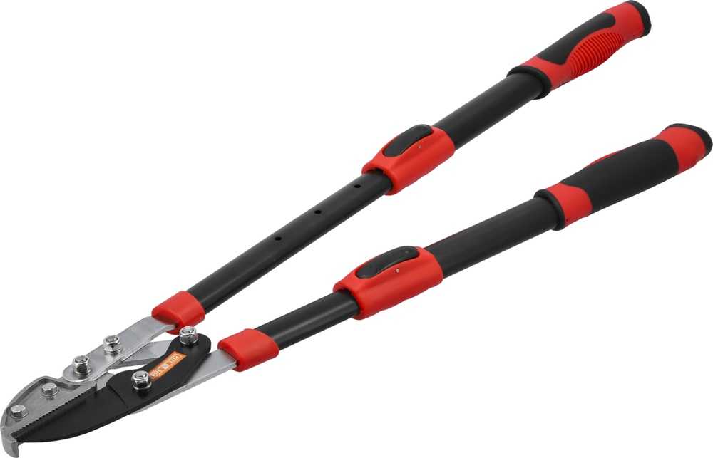 Teleskopinės priekalo tipo šakos genėjimo žirklės, reguliuojamo ilgio 660-910 mm, anglinio plieno ašmenys, medžių genėtuvas