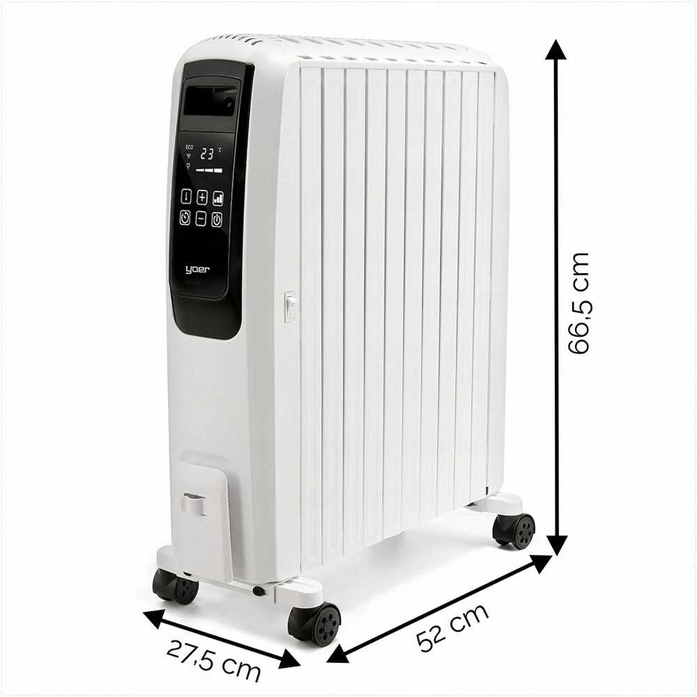 Tepalinis radiatorius 2500W su Wi-Fi ir laikmačiu, 10 sekcijų, taupantis energiją, tylus veikimas, tepalinis šildytuvas 2500W, Wi-Fi radiatorius, ekonomiškas šildymas