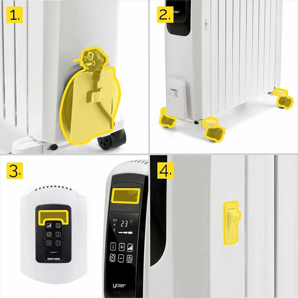Tepalinis radiatorius 2500W su Wi-Fi ir laikmačiu, 10 sekcijų, taupantis energiją, tylus veikimas, tepalinis šildytuvas 2500W, Wi-Fi radiatorius, ekonomiškas šildymas