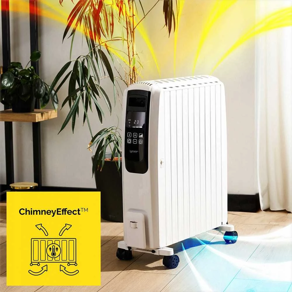 Tepalinis radiatorius 2500W su Wi-Fi ir laikmačiu, 10 sekcijų, taupantis energiją, tylus veikimas, tepalinis šildytuvas 2500W, Wi-Fi radiatorius, ekonomiškas šildymas