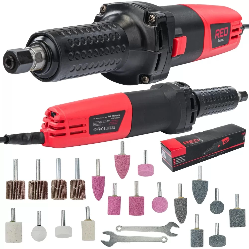 Red Technic Tiesinis šlifuoklis, 6mm griebtuvas, 1500W kintamas greitis, rotacinis įrankis metalui, medienai, stiklui, keramikai, plastikui, mini šlifuoklis