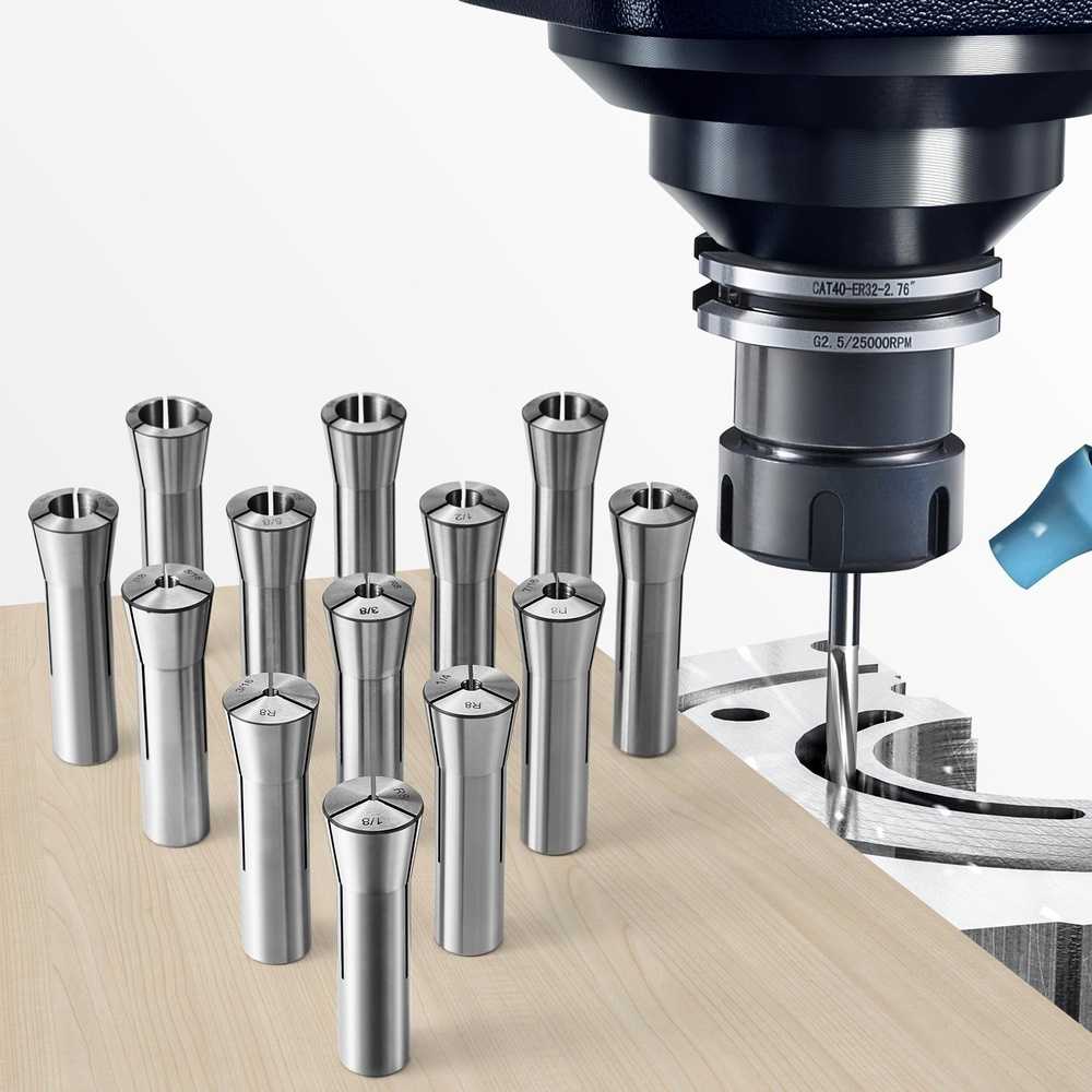 Tikslus R8 įvorių rinkinys frezavimo staklėms, fiksavimo diapazonas 1/8"-7/8", 13 dalių įvorių griebtuvo rinkinys, R8 įvorių griebtuvas, frezavimo įvorių rinkinys